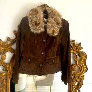 Ann Taylor Loft Suede / Faux Fur Jacket